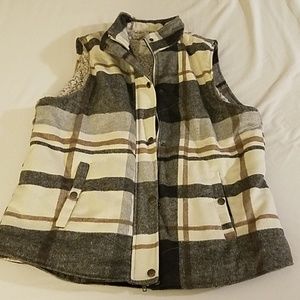 Fuzzy Plaid Insulated Vest